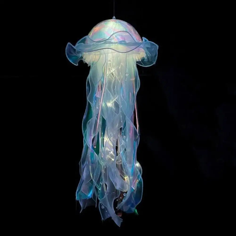 Jellyfish LED Bedroom Light – Hanging Ceiling Lantern with Ribbon & Beads for Kids/Babies Room Decor