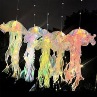 Jellyfish LED Bedroom Light – Hanging Ceiling Lantern with Ribbon & Beads for Kids/Babies Room Decor